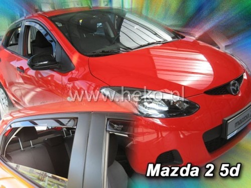 Heko Tinted Wind Deflectors For Mazda 2 2007-2009 5-Door – 2-Piece Set, In-Channel Fit, Slim-Line Design